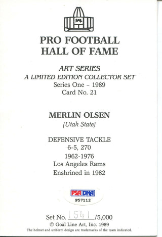 Merlin Olsen 1st Day Cover Envelope (PSA)
