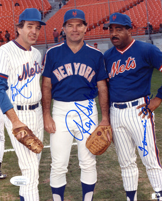 Ed Kranepool, Ron Swoboda & Tommie Agee Autographed 8x10 Photo (JSA)