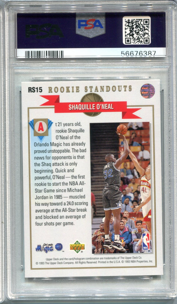 Shaquille O`Neal 1992 Upper Deck Rookie Standouts #RS15 PSA 8 Card