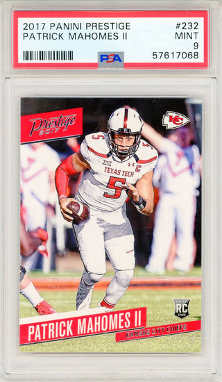 Patrick Mahomes II 2017 Panini Prestige Rookie Card #232 (PSA Mint 9)