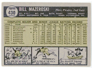 Bill Mazeroski 1961 Topps Card #430