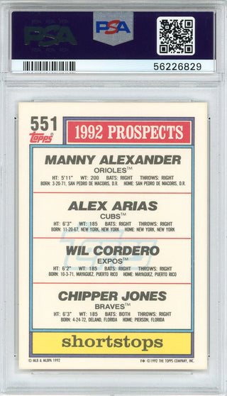 Chipper Jones 1992 Topps Top Prospects Rookie Card #551 (PSA)
