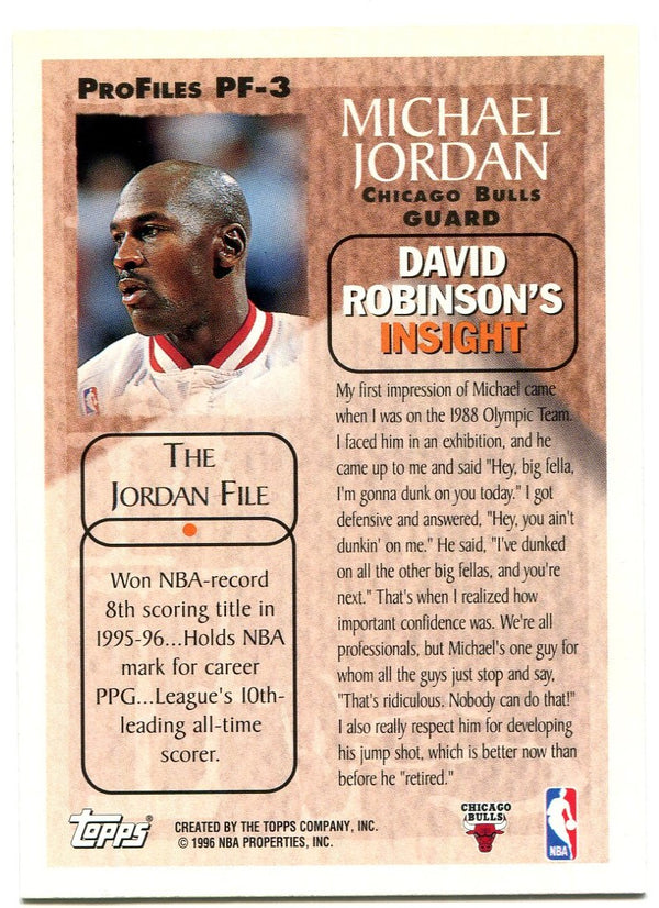 Michael Jordan David Robinson Topps Pro Files 1996