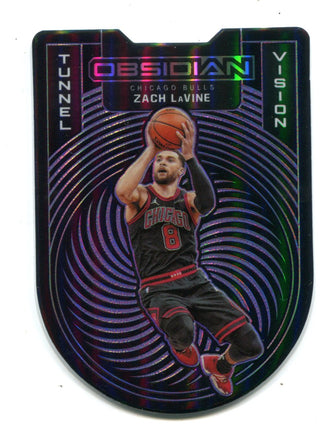 Zach Lavine 2021 Panini Obsidian #19 Purple Tunnel Vision Die-Cut Card /75