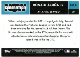 Ronald Acuna Jr Topps Chrome Generation Now 2022