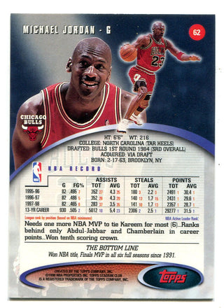 Michael Jordan 1998 Topps Stadium Club #62 Card