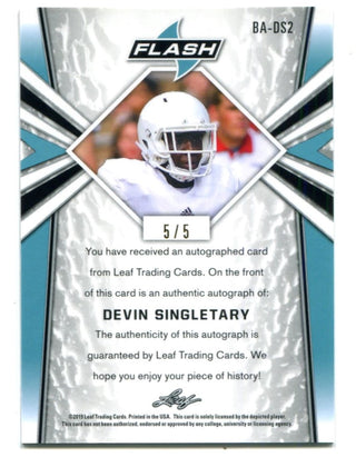 Devin Singletary 2019 Leaf Flash Red #BADS2 Autographed Card 5/5