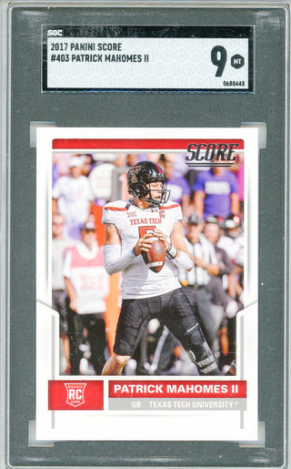 Patrick Mahomes II 2017 Panini Score Rookie Card #403 (SGC Mint 9)