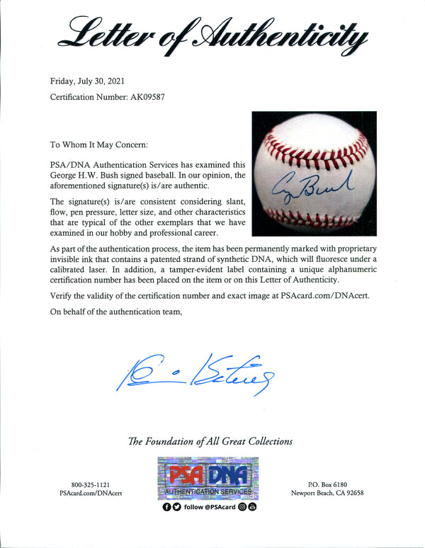 George HW Bush Autographed Baseball (PSA)