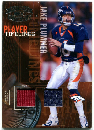 Jake Plummer Donruss Throwback Threads Player Timelines Duel Patch Card 2005