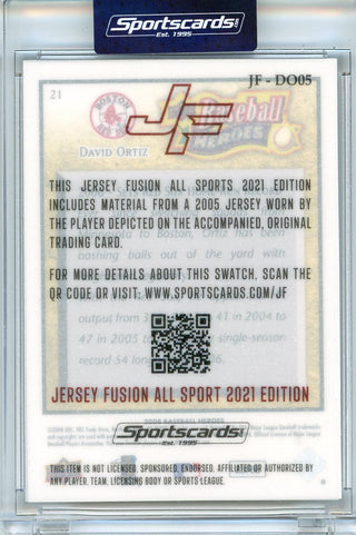 David Ortiz 2021 Jersey Fusion Game Used Swatch Card #JF-DO05