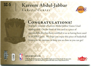 Kareem Abdul-Jabbar Fleer Ultra 2008 Jersey Card