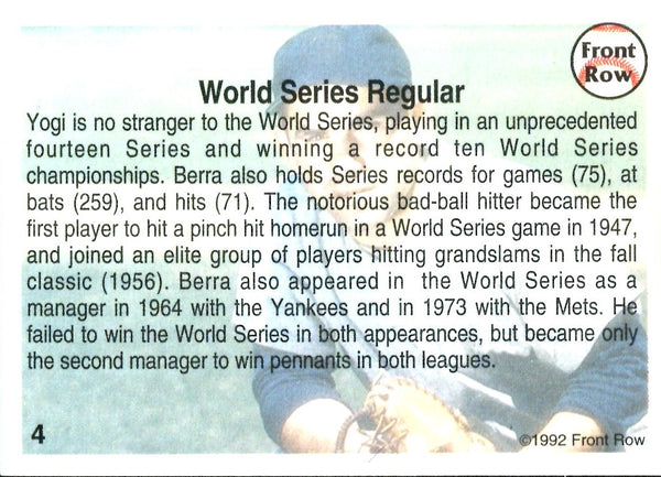 Yogi Berra 1992 Front Row Autographed Set