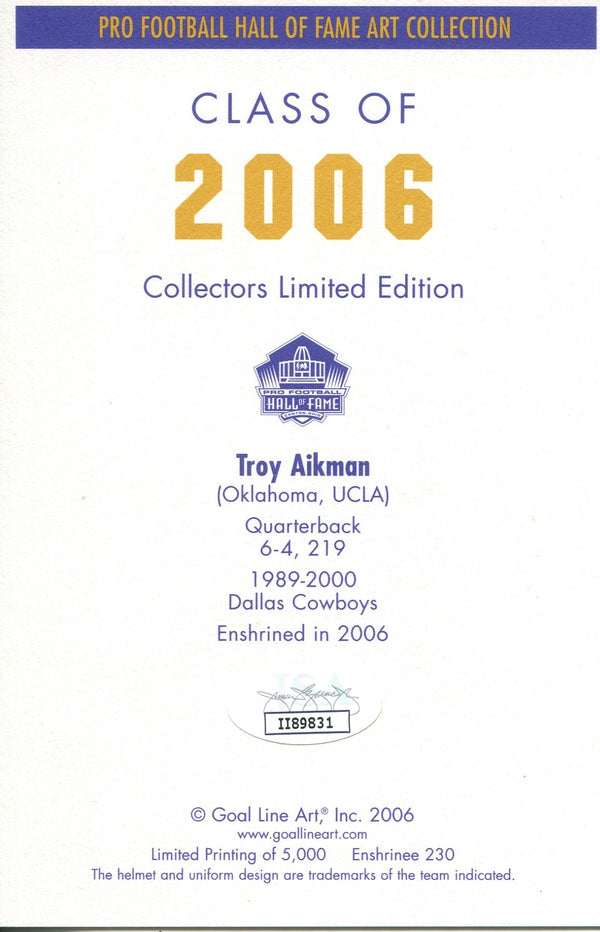 Troy Aikman 1st Day Cover Envelope (JSA)