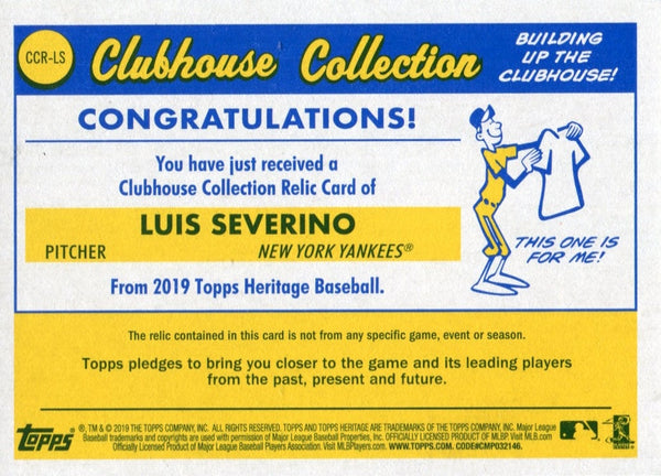 Luis Severino 2019 Topps Heritage Game Used Jersey Card