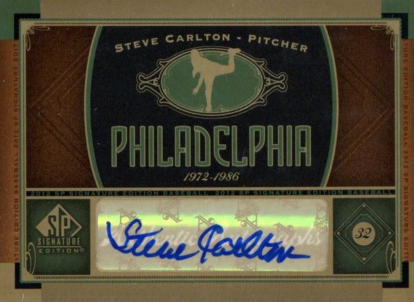 Steve Carlton Autographed 2012 Upper Deck Sp Card