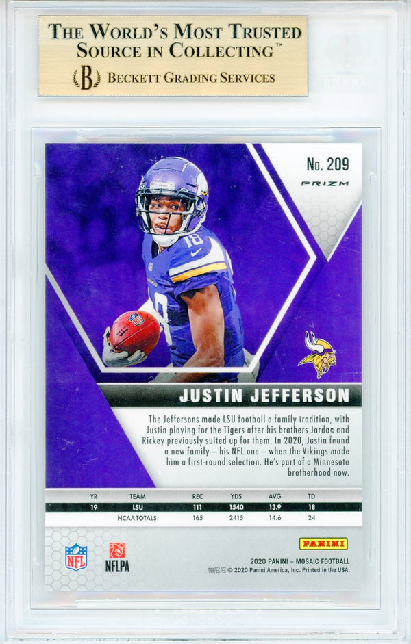 Signed Justin Jefferson Vikings Football Slabbed Rookie Card