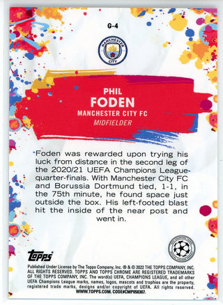 Phil Foden 2022 Topps Chrome Champions League Golazo Card #G-4