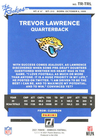 Trevor Lawrence 2021 Donruss Rookie Card