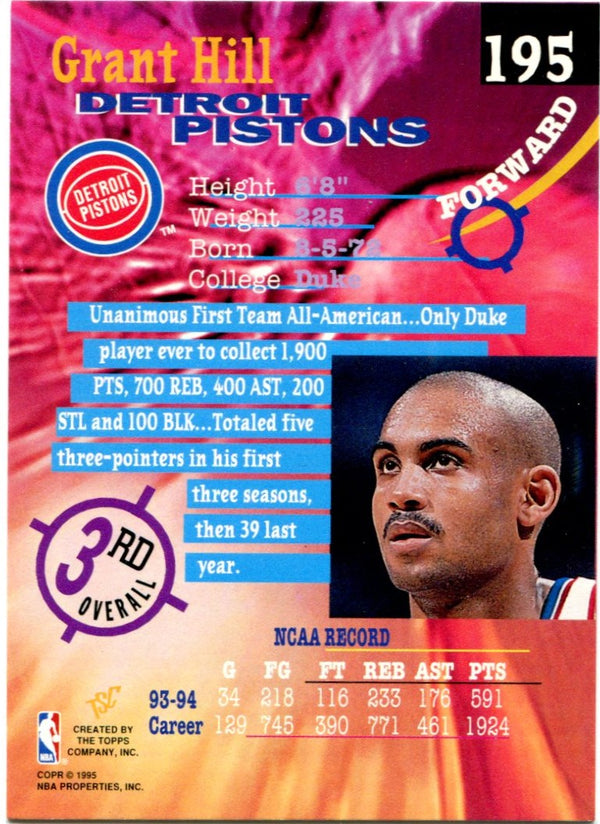 Grant Hill Topps Stadium Club Draft 1994-95
