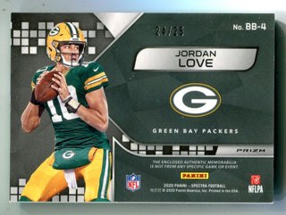 Jordan Love 2020 Panini Spectra Building Blocks Scope Jersey Card /25
