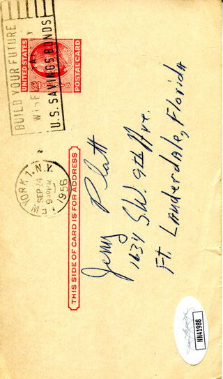 Carl Hubbell Autographed Government Postcard (JSA)