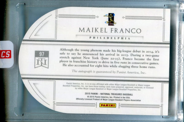 Maikel Franco Autographed 2015 National Treasures Rookie Card 69/99