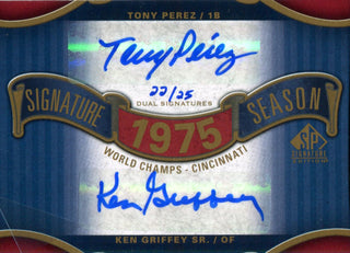 Tony Perez & Ken Griffey Sr. Autographed 2012 Upper Deck Sp Signature Season Card