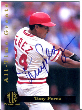 Tony Perez Autographed 1993 All Time Greats Premium Card Signed in Blue Sharpie