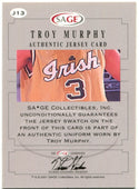 Troy Murphy Sage Authentic Jersey Card 2001