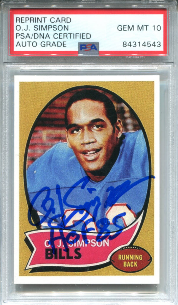 OJ Simpson "HOF 85" Autographed Rookie Reprint Card (PSA)