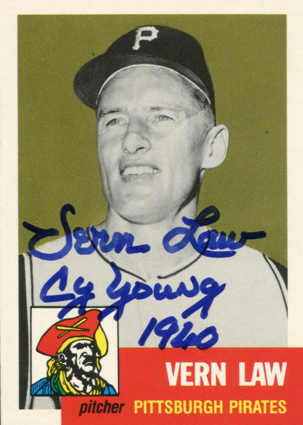 Vern Law Autographed Topps Archives 1953 Series Card