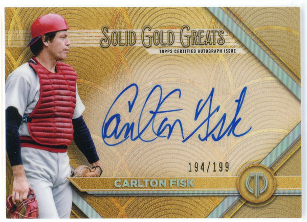 Carlton Fisk Autographed 2022 Topps Tribute Solid Gold Greats Card #GGA-CF