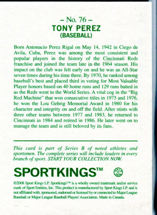 Tony Perez 2008 Sport Kings Gum Card