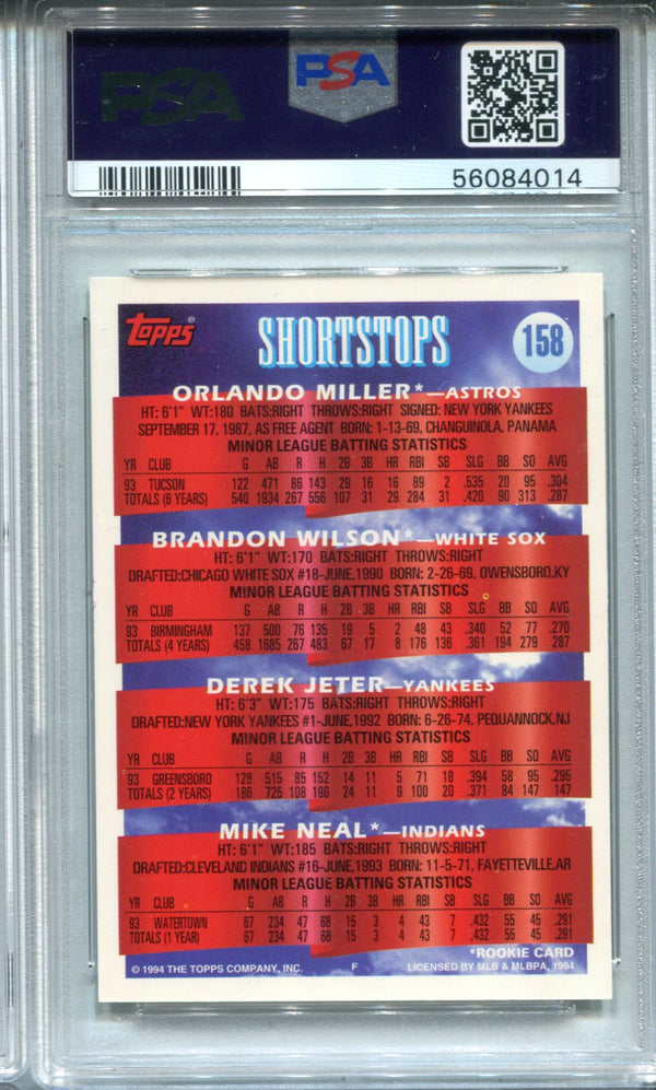 Derek Jeter 1994 Topps Prospects #158 PSA Mint 9 Card