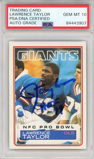 Lawrence Taylor "HOF 99" Autographed 1983 Topps Card (PSA)