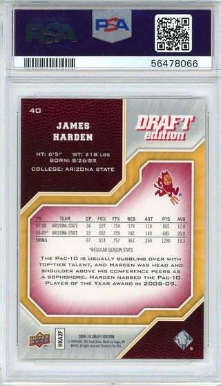 James Harden 2009 Upper Deck Draft Edition Rookie Card #40 (PSA)