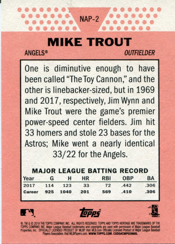 Mike Trout 2018 Topps Heritage New Age Performers Card