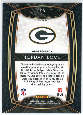 Jordan Love 2020 Panni Select Club Level Prizm Rookie Card #247