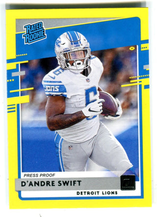 D'andre Swift 2020 Donruss Rated Rookie Yellow Press Proof #334