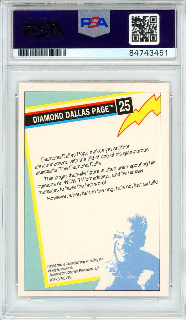 Diamond Dallas Page "HOF 2017, Bang" Autographed 1992 Topps UK Card #25  (PSA Auto)
