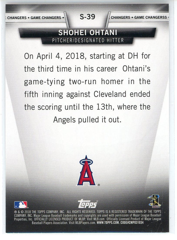 Shohei Ohtani 2018 Topps Game Changers Rookie Card #S-39