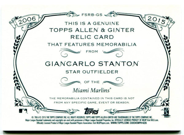 Giancarlo Stanton Topps Allen and Ginter Jersey Card 2015