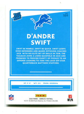 D'andre Swift 2020 Donruss Rated Rookie Yellow Press Proof #334