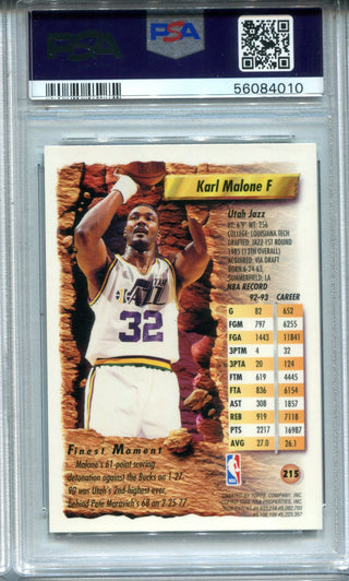 Karl Malone 1993 Topps Finest Refractor #215 PSA NM-MT 8 Card