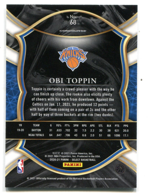 Obi Toppin 2021 Panini Select Blue #68 Concourse RC