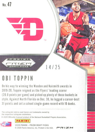 Obi Toppin 2020 Panini Prizm Rookie Card #14/25