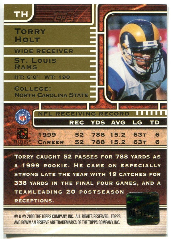 Torry Holt 2000 Topps Autographed Card