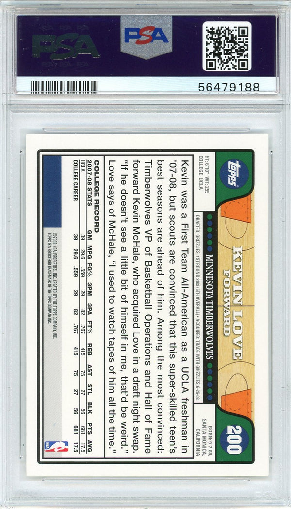 Kevin Love 2008 Topps Rookie Card #200 (PSA)