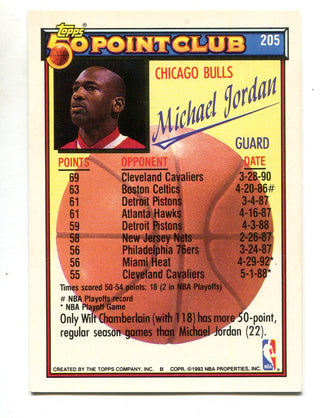 Michael Jordan 1993 Topps 50 Point Club #205 Card